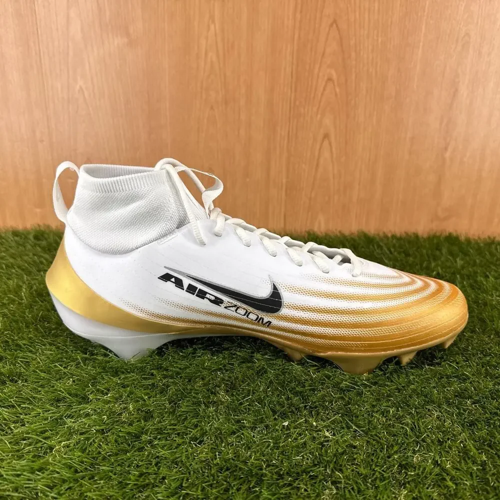 Nike Zoom Air Vapor Pro 1 White Metallic Gold Football Cleats FB3298-103 Sz 13